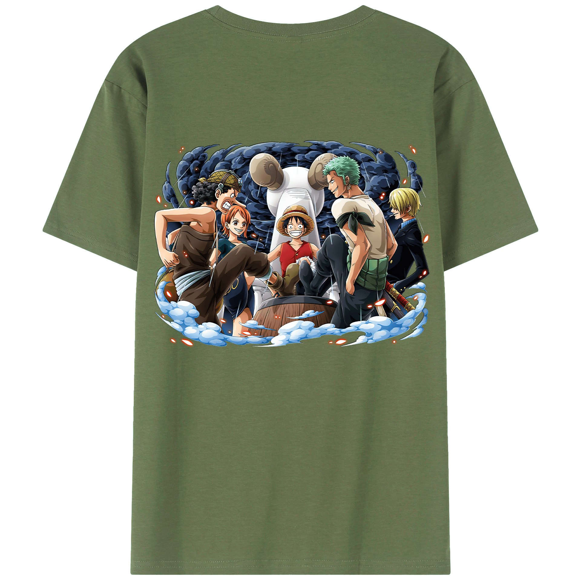 ワンピース モンキー・D・ルフィ ONE PIECE Monkey D. Luffy 綿100％ メンズ半袖Tシャツ（バックプリント） 通気性